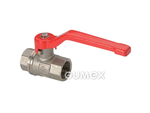 Guľový kohút s páčkou pre vodu, DN65, vnútorné závity G 2 1/2", 18bar, tesnenie PTFE, páčka lakovaný hliník, -20°C/+150°C, mosadz